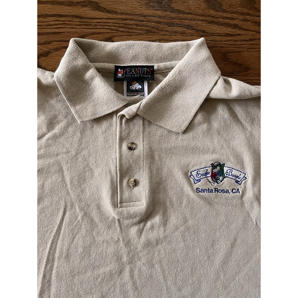 VTG Peanuts Collection Snoopy Eagle Beagle Beige Golf Polo Men's 2XL XXL